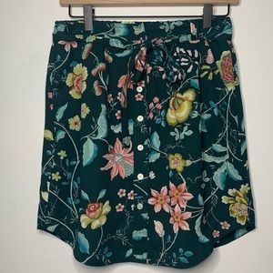 Loft Vine Tie Waist Button Floral Skirt
